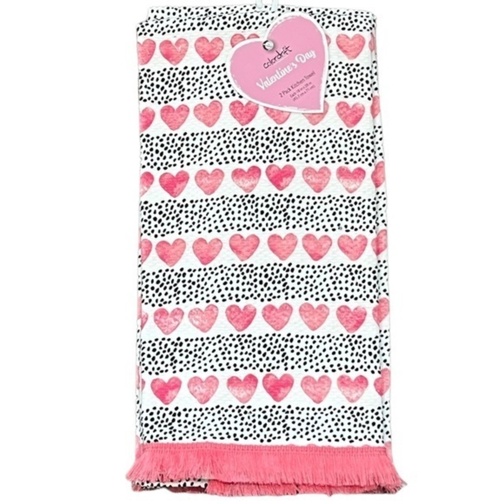 Colordrift - 4/$98 - ‘Heart & Dots’ Dish Towels (2). NWT. *Last one!